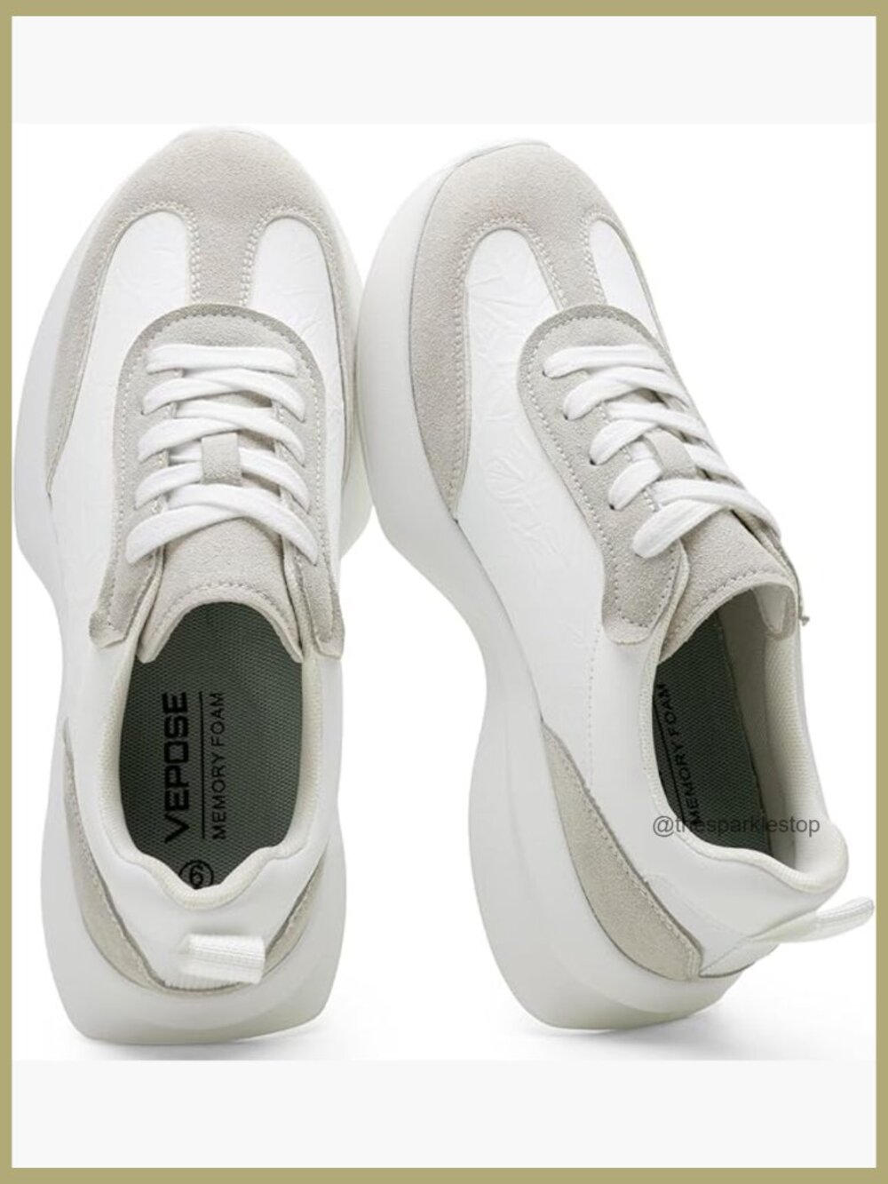 Lightweight Platform Sneakers Memory Foam Non Slip Raffia PU Lace Up Walking